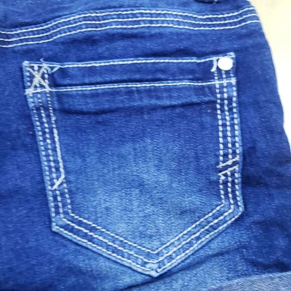 Almost Famous Juniors Blue Jean Shorts Size 3 | Low-Rise Distressed Denim - Picture 3 of 8